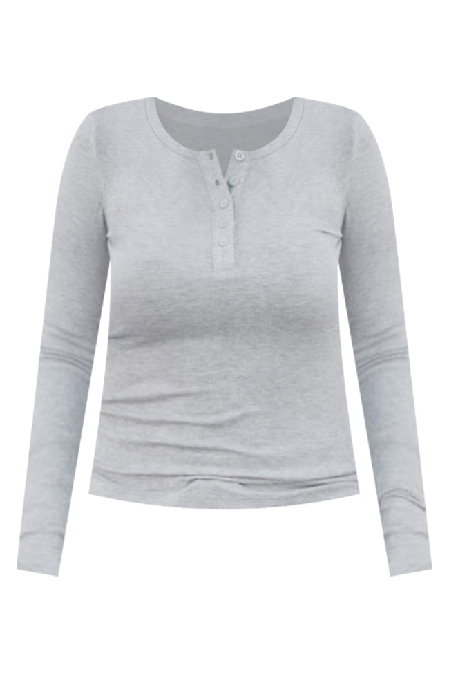 All The Better Grey Ribbed Knit Henley Long Sleeve Tee – Pink Lily