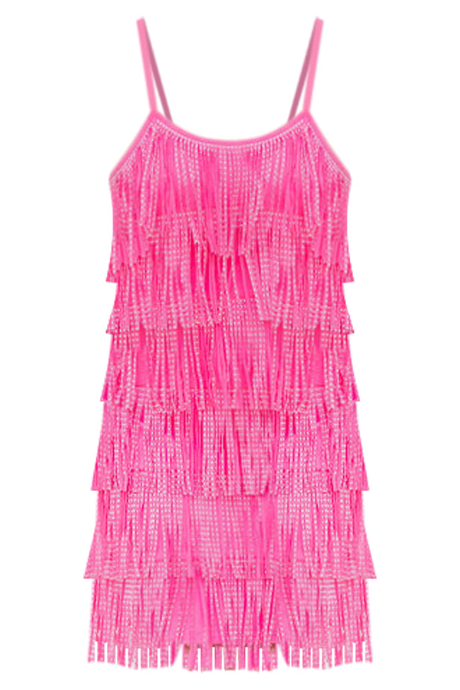 Zara pink fringe outlet dress