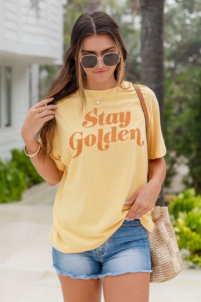 Stay Golden Yellow Oversized Graphic Tee