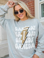 Gameday Football Grey Oversized Graphic Sweatshirt