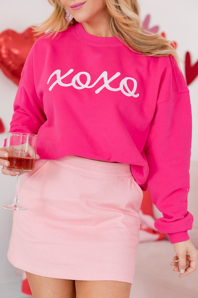 XOXO Hot Pink Oversized Graphic Sweatshirt