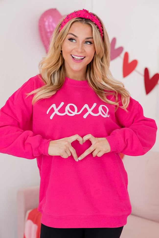 XOXO Hot Pink Oversized Graphic Sweatshirt