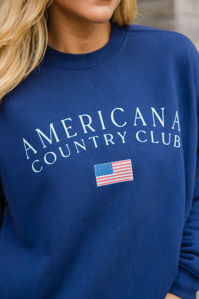 Americana Country Club Navy Oversized Graphic Sweatshirt