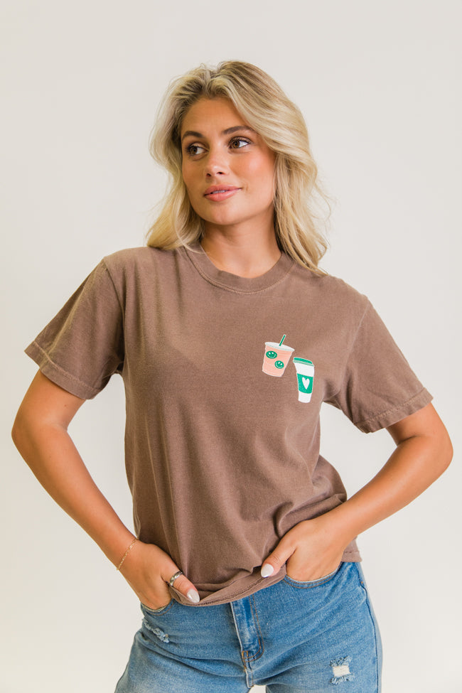 More Espresso Less Depresso Espresso Comfort Colors Graphic Tee Kalee Rogers x Pink Lily