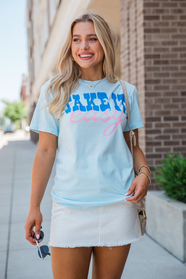 Take It Easy Chambray Comfort Colors Graphic Tee