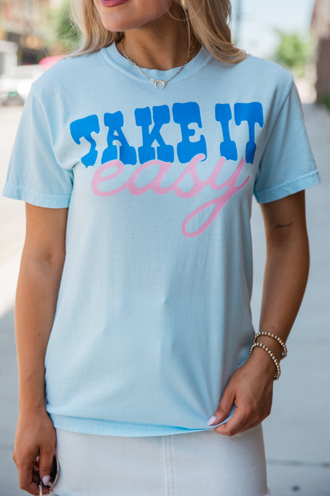 Take It Easy Chambray Comfort Colors Graphic Tee