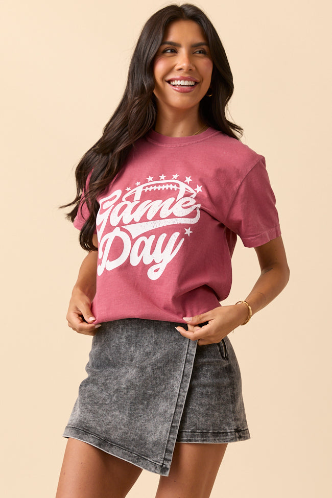 Game Day Script Crimson Graphic Tee – Pink Lily