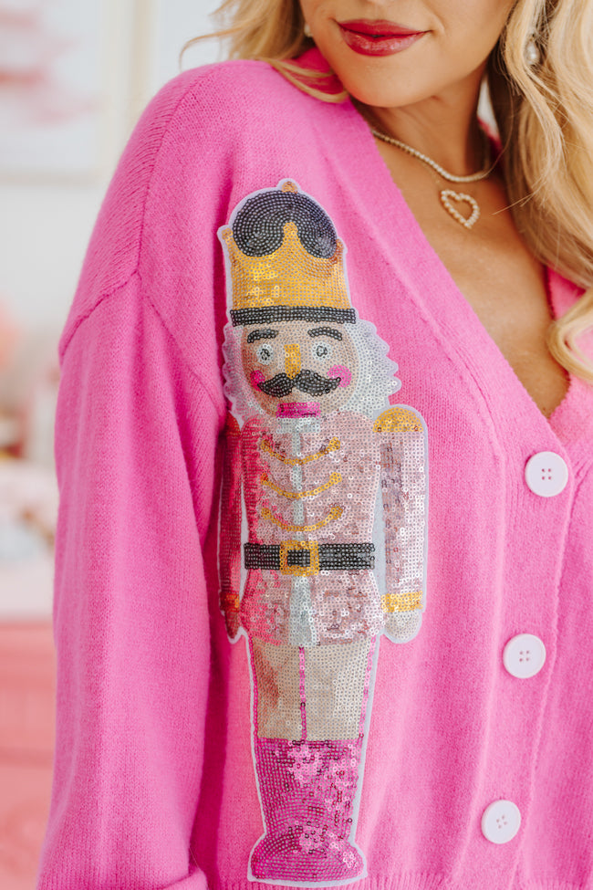 Let's Get Crackin' Pink Sequin Nutcracker Cardigan Macy Blackwell X Pink Lily