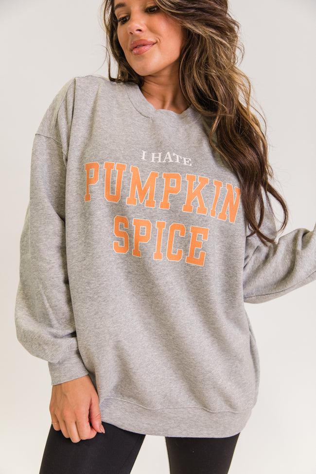 I Hate Pumpkin Spice Heather Grey Graphic Sweatshirt Kalee Rogers x Pink Lily