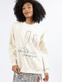 Blame The Champagne Cream Oversized Graphic Sweatshirt