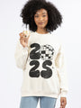 Cheers To 2025 Cream Oversized Graphic Sweatshirt