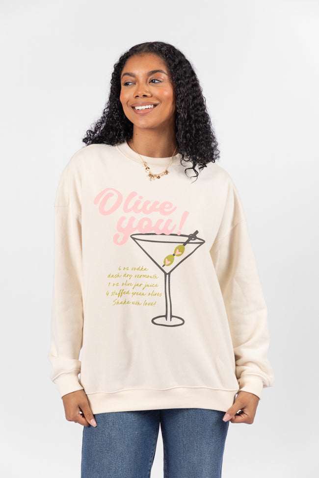 Olive You Oversized Graphic Sweatshirt