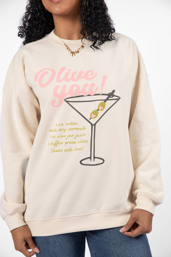 Olive You Oversized Graphic Sweatshirt