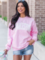 Charleston Block Light Pink Oversized Graphic Sweatshirt