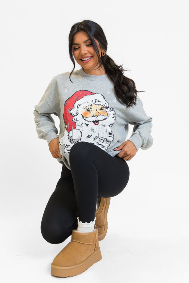 Have Yourself A Merry Little Christmas Light Grey Oversized Graphic Sweatshirt