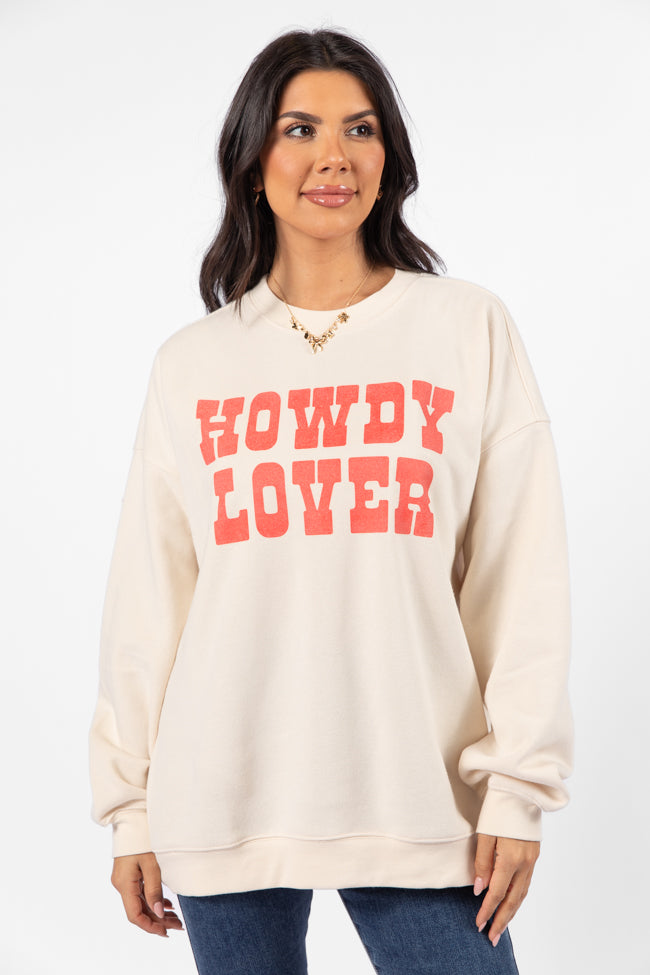 Howdy Lover Cream Oversized Graphic Sweatshirt