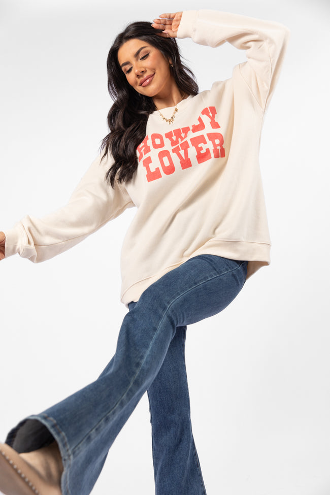 Howdy Lover Cream Oversized Graphic Sweatshirt