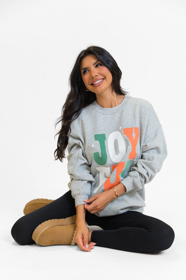 Joyful Light Grey Oversized Graphic Sweatshirt