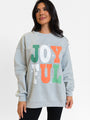 Joyful Light Grey Oversized Graphic Sweatshirt