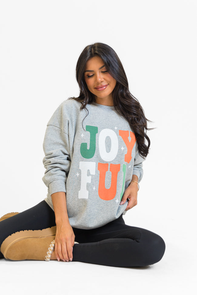 Joyful Light Grey Oversized Graphic Sweatshirt