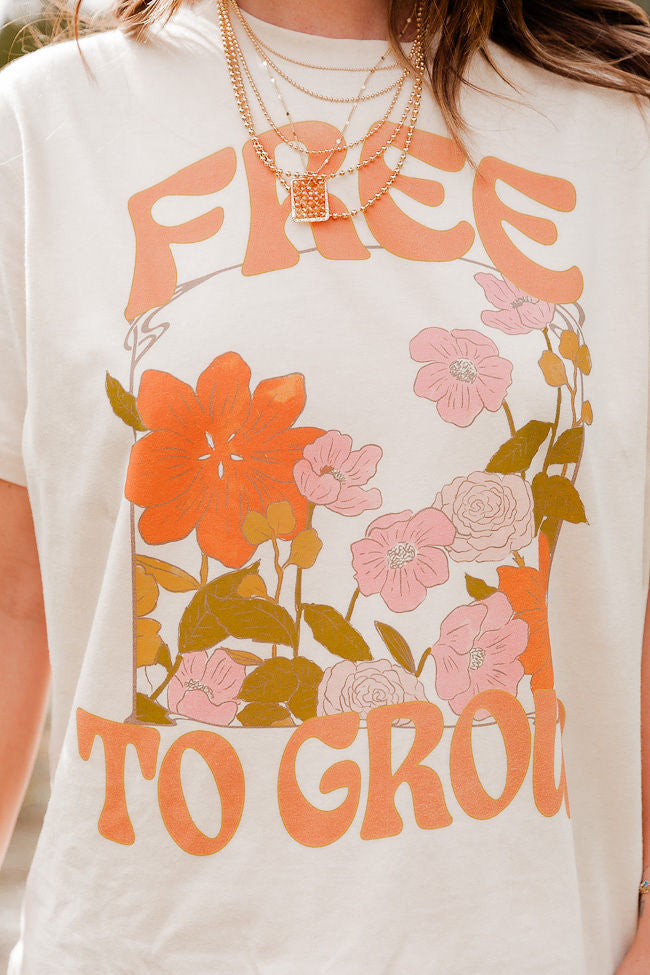Free To Grow Ivory Oversized Graphic Tee