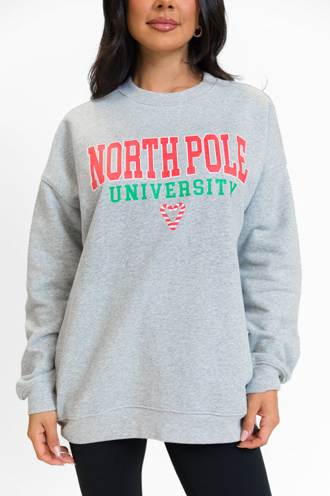 North Pole University Light Grey Oversized Graphic Sweatshirt