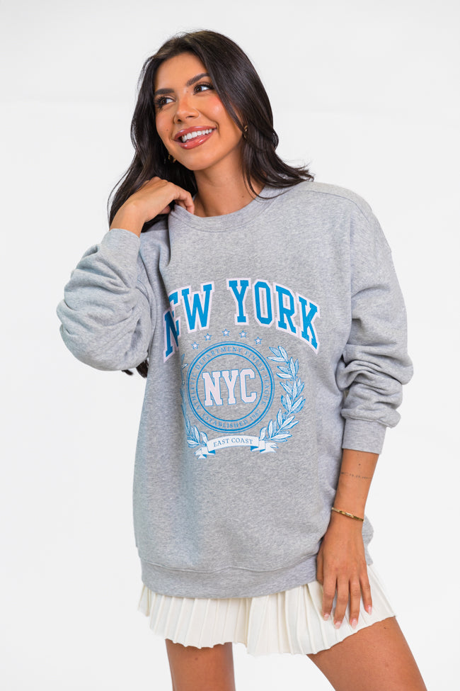 New York Athletic Department Light Grey Oversized Graphic Sweatshirt