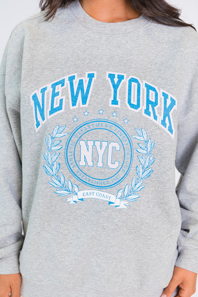 New York Athletic Department Light Grey Oversized Graphic Sweatshirt