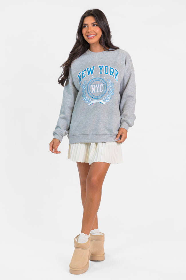 New York Athletic Department Light Grey Oversized Graphic Sweatshirt