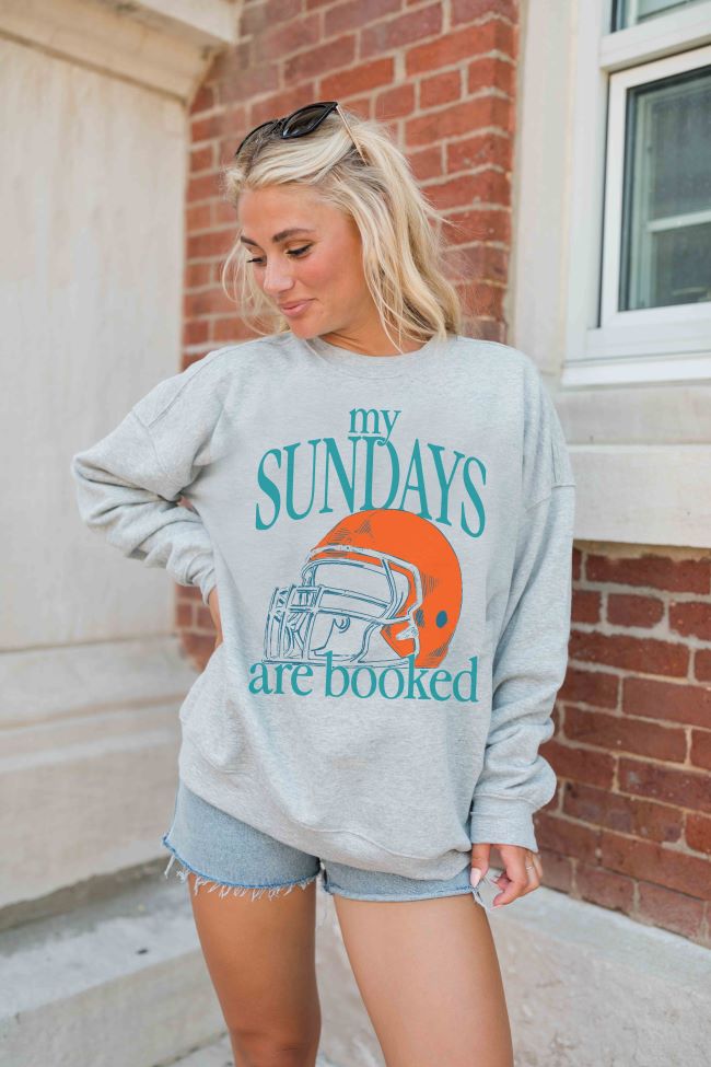 My Sundays Are Booked Light Grey Oversized Graphic Sweatshirt