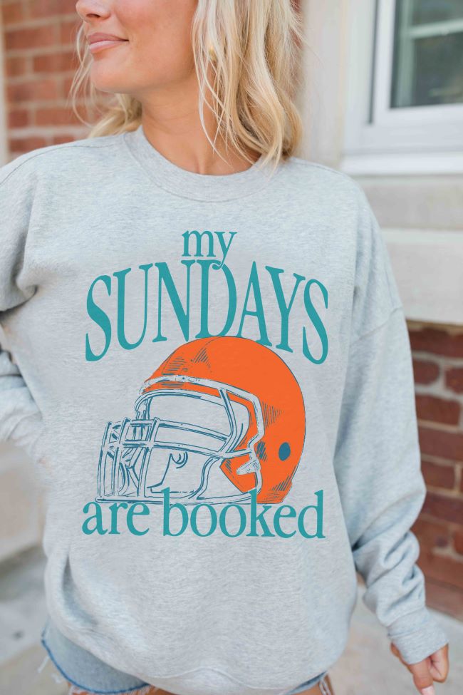 My Sundays Are Booked Light Grey Oversized Graphic Sweatshirt