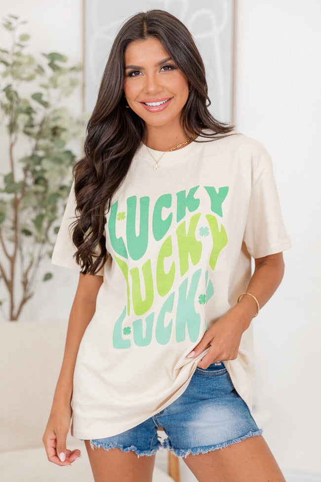 Lucky Repeat Ivory Oversized Graphic Tee