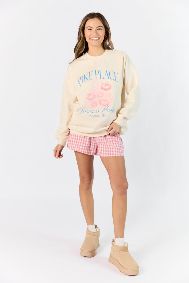 Pike Place Market Sweet Cream Oversized Graphic Sweatshirt