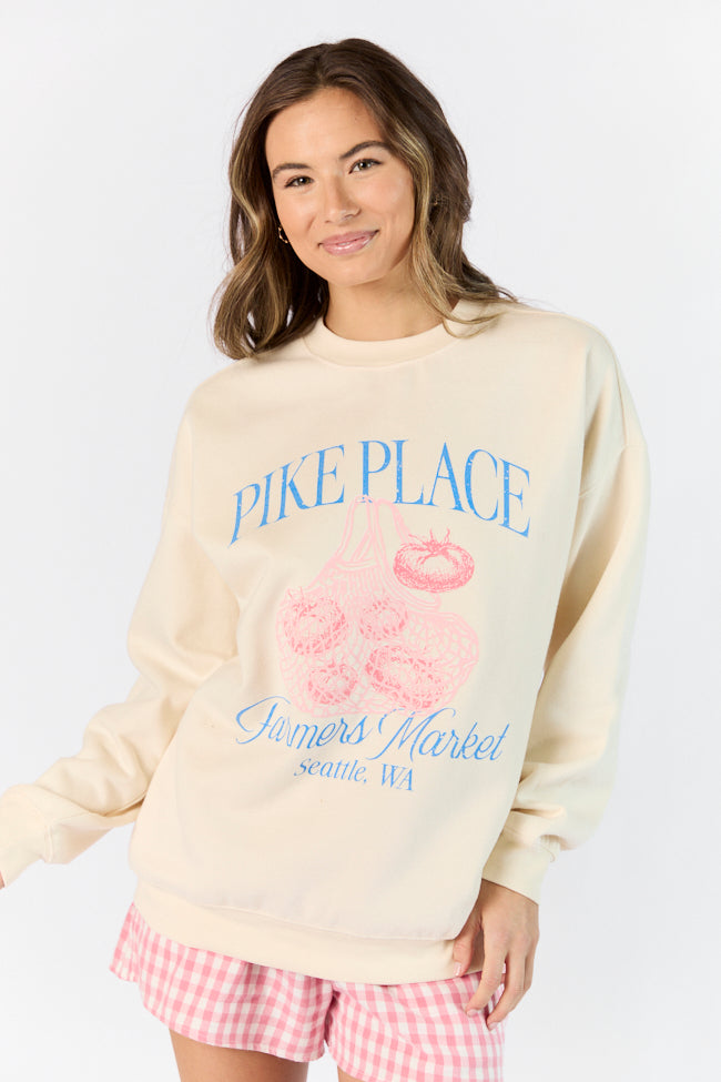 Pike Place Market Sweet Cream Oversized Graphic Sweatshirt