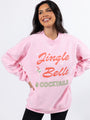 Jingle Bells And Cocktails Light Pink Oversized Graphic Sweatshirt