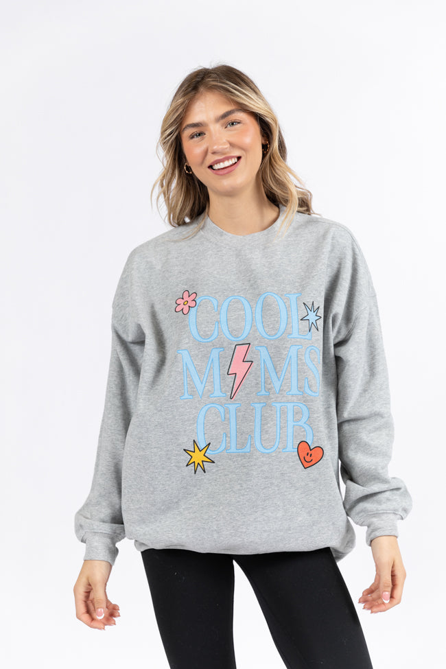 Cool Moms Club Block Light Grey Oversized Graphic Sweatshirt DOORBUSTER