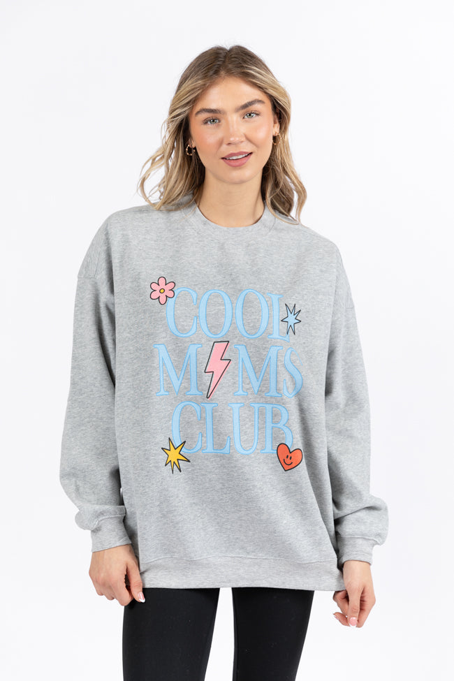 Cool Moms Club Block Light Grey Oversized Graphic Sweatshirt DOORBUSTER