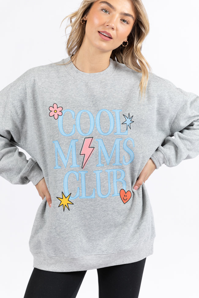 Cool Moms Club Block Light Grey Oversized Graphic Sweatshirt DOORBUSTER