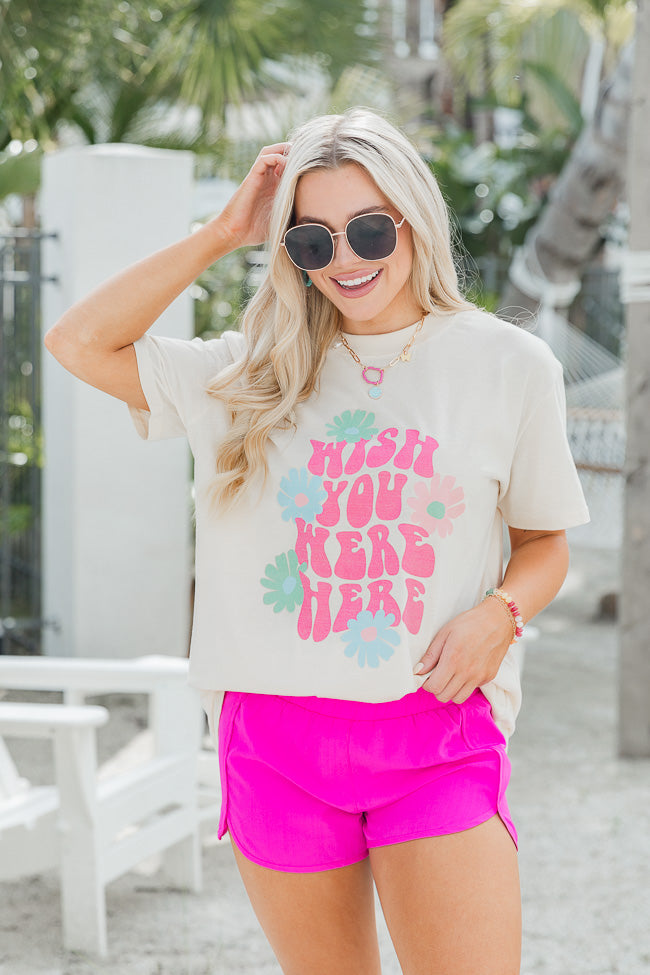 Wish You Were Here Ivory Oversized Graphic Tee