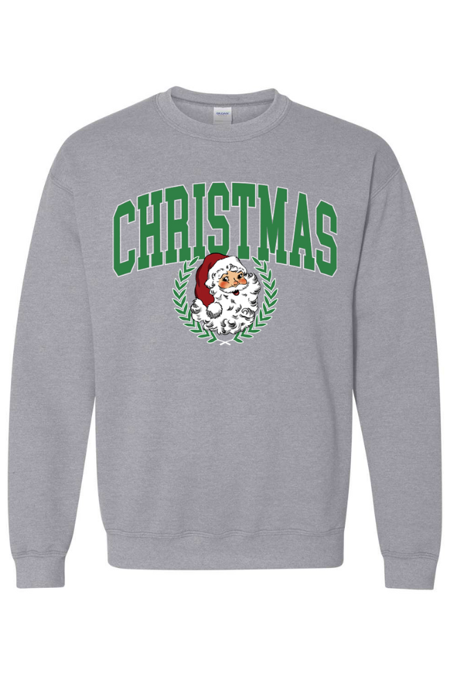 Christmas Santa Light Grey Oversized Graphic Sweatshirt