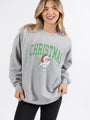 Christmas Santa Light Grey Oversized Graphic Sweatshirt