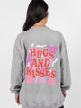 Hugs and Kisses Light Grey Oversized Graphic Sweatshirt