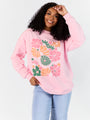 Busy Watering My Flowers Light Pink Oversized Graphic Sweatshirt