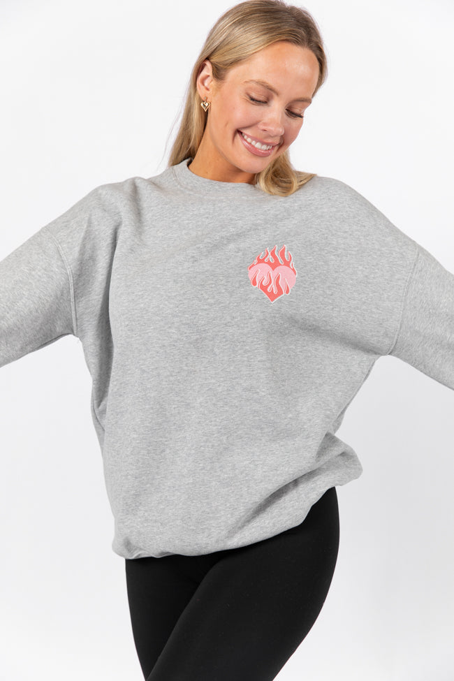 Match Made In Heaven Light Grey Oversized Graphic Sweatshirt