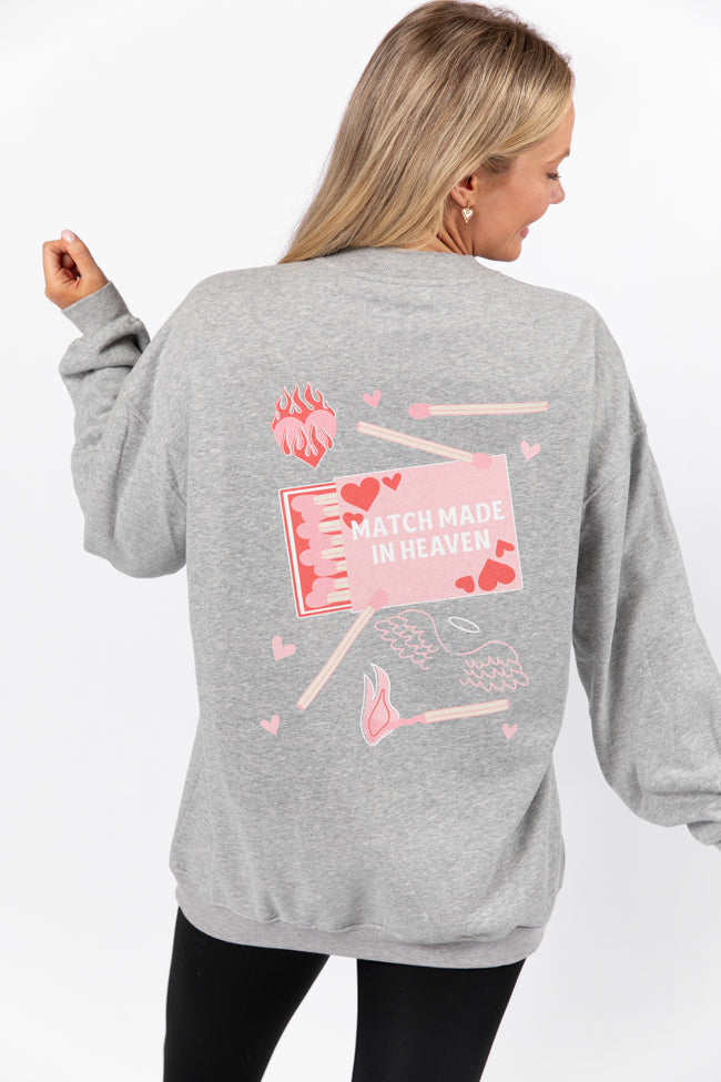 Match Made In Heaven Light Grey Oversized Graphic Sweatshirt