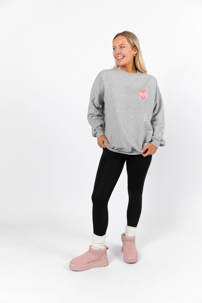 Match Made In Heaven Light Grey Oversized Graphic Sweatshirt