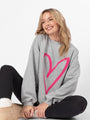 Heart Sketch Light Grey Oversized Graphic Sweatshirt