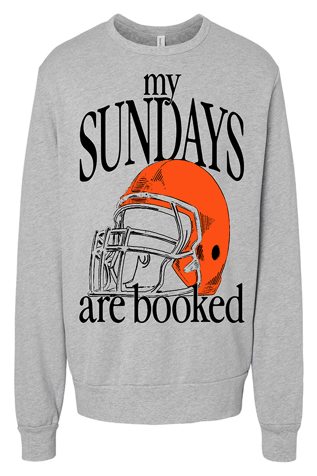 My Sundays Are Booked Orange Light Grey Oversized Graphic Sweatshirt