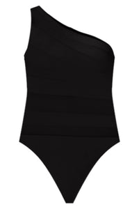 Beyond The Sea Mesh One Piece Black One Shoulder Swimsuit – Pink Lily