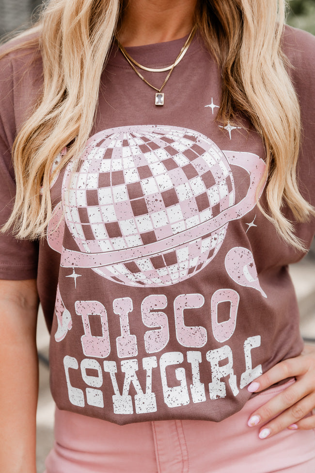 Disco Cowgirl Mocha Oversized Graphic Tee